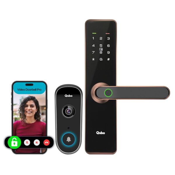 Qubo Smart Door Lock Essential with Video Doorbell Connect & Remote Unlock